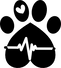 Silhouette of a horse bust with a heart shaped cardiogram